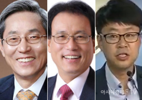(왼쪽부터) 윤종규 KB금융지주 회장, 문성현 노사정위원장, 박홍배 KB노조위원장.