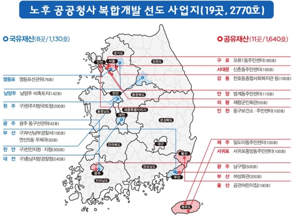 노후 공공청사 복합개발 선도사업지 [출처|국토교통부]