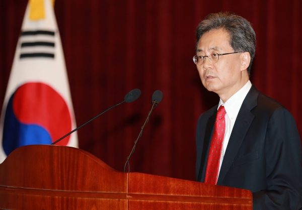 지난 8월 열린 김현종 산업통상자원부 통상교섭본부장 취임식 모습. 제공|산업통상자원부