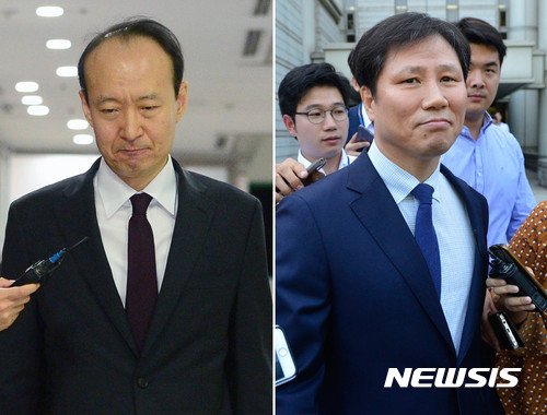 긴급체포된 이재만(왼쪽), 안봉근(오른쪽) 전 비서관. [사진=뉴시스]
