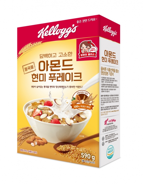농심켈로그에서 식사 대용으로 즐기기 적합한 아몬드 현미 푸레이크를 새롭게 출시했다. 출처| 농심켈로그