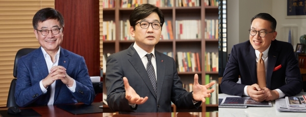 (왼쪽부터)강희태 롯데백화점 대표, 김종인 롯데마트 대표, 이동우 롯데하이마트 대표이사 [사진=롯데지주]