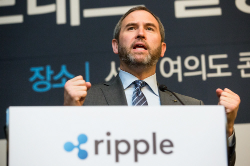 14일 여의도 콘래드호텔 6층 기자간담회에서의 리플 CEO 브래드 갈링하우스 / 사진제공 = 리플