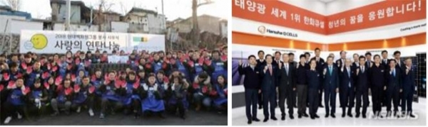 2018 '대한민국 일자리 으뜸기업'에 선정된 현대백화점(왼쪽)과 한화큐셀코리아. [사진=일자리위원회]