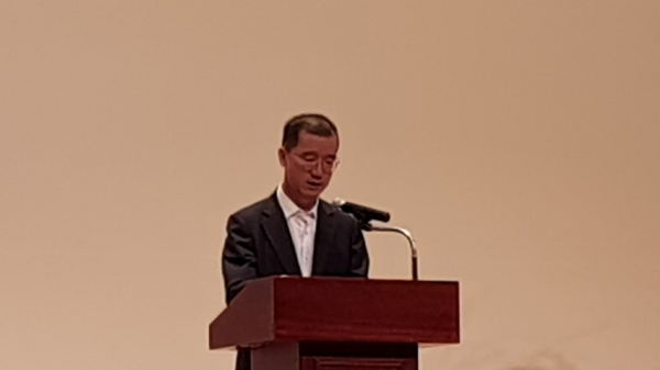 이상제 금융감독원 부원장이 4일 금감원 대강당에서 열린 'IFRS17 공동콘퍼런스'에서 기조 연설을 하고 있다. (사진=팍스경제TV)