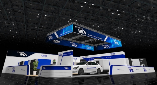10일 미국 시카고 맥코믹 플레이스에서열린 국제 공작기계 전시회 ‘IMTS 2018’에 참가한 현대위아의 부스 조감도. 현대위아는 이번 전시회에서 공장자동화 시스템 PLS와 스마트팩토리 플랫폼 iRiS 등을 선보였다 [사진=현대위아]