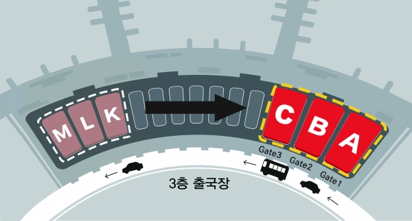 인천공항 아시아나항공 체크인 카운터 및 라운지 위치 안내도 [사진=아시아나항공]
