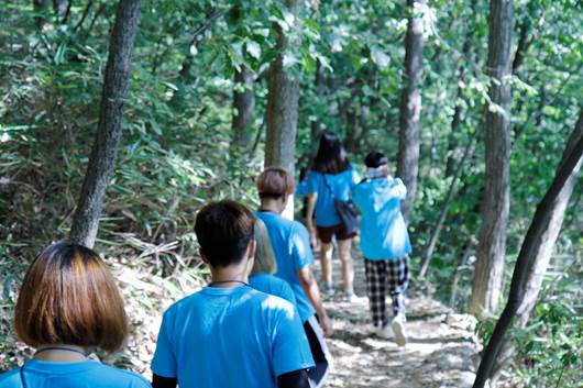 재단(이사장 신수정)이 주최하는 나의 꿈을 찾는 숲 속 힐링교실에서 대상자들이 횡성 숲체원에서 산림 치유 프로그램에 참여하고 있다 [사진=현대기아차]