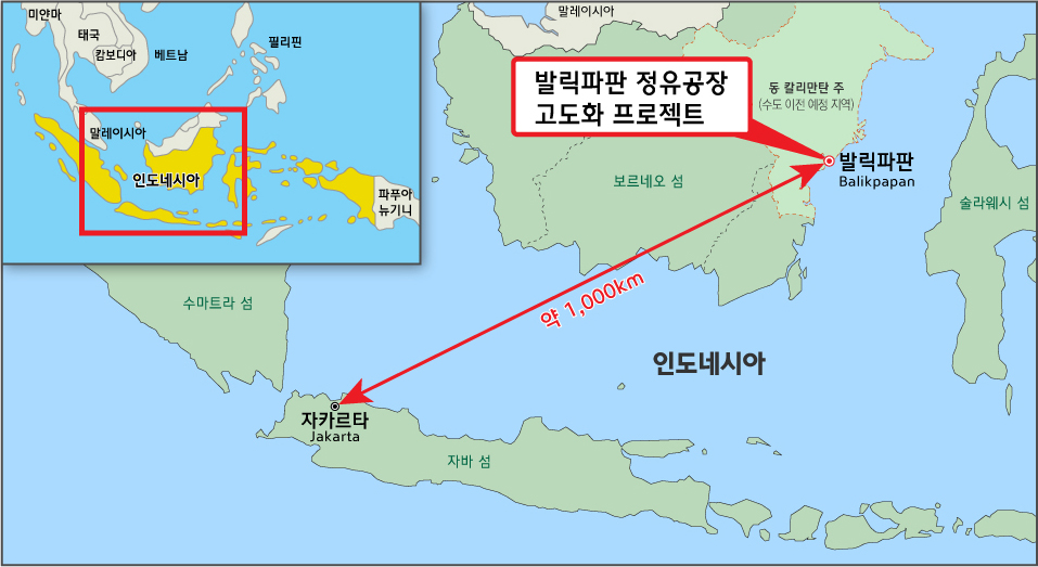 인도네시아 발릭파판 정유공장 현장 위치도 [사진제공-현대엔지니어링]