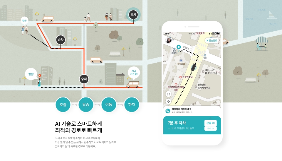 인공지능 기술을 활용해 탑승수요에 따라 생성된 실시간 최적경로로 운행하는 현대차-KSTM ‘커뮤니티형 이동서비스’ 프로젝트 [사진제공=현대자동차]