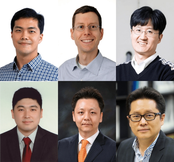 (왼쪽부터 시계방향으로) 서울대 김성연 교수, 유니스트 토마스 슐츠 교수, 고려대 박홍규 교수, 카이스트 김민혁 교수, 서울대 최영빈 교수, 포스텍 오승수 교수