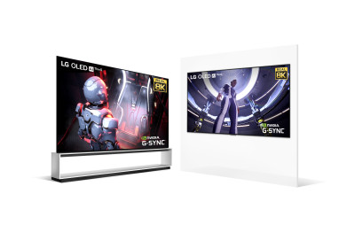 88형(왼쪽), 77형(오른쪽) 크기의 'LG 시그니처 올레드 8K(모델명: OLED88ZX, OLED77ZX)' 제품 이미지.[자료제공: LG전자]