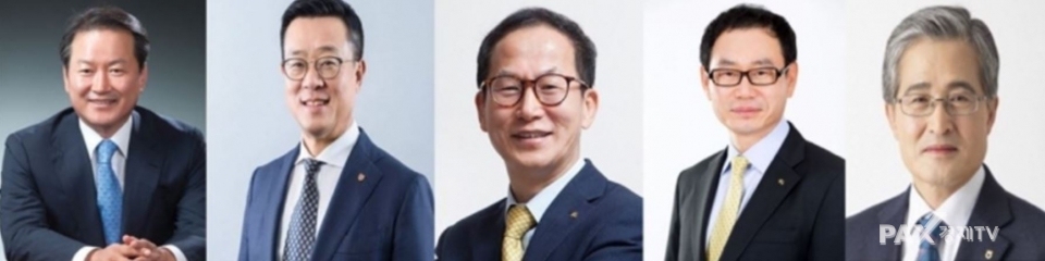 (왼쪽부터) 대규 신한생명 대표, 정문국 오렌지라이프 대표, 양종희 KB손해보험 대표, 허정수 KB생명 대표, 홍재은 농협생명 대표 [사진=각 사]