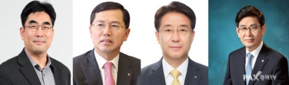 (왼쪽부터) 이동면 비씨카드 사장, 임영진 신한카드 사장과 이동철 KB국민카드 사장, 정원재 우리카드 사장 [사진=각 사]