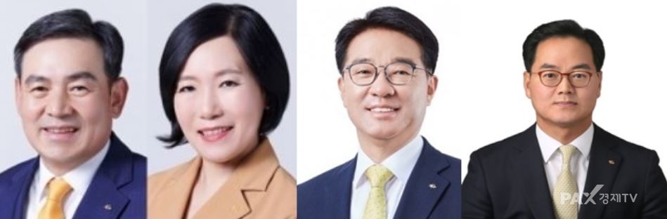 (왼쪽부터) KB증권 ‘박정림·김성현’, KB국민카드 '이동철’, KB캐피탈 ‘황수남' 대표이사 [사진=KB금융]