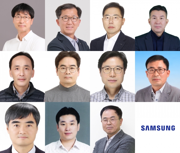 '2023년 삼성 명장' 11명 (첫째줄 좌측부터) 삼성전자 김문수 명장, 삼성전자 박우철 명장, 삼성전자 왕국선 명장, 삼성전자 이진일 명장 (둘째줄) 삼성전자 정병영 명장, 삼성전자 서희주 명장, 삼성전자 신재성 명장, 삼성전자 한종우 명장 (셋째줄) 삼성전자 이광수 명장, 삼성디스플레이 김채호 명장, 삼성SDI 주관노 명장 [사진=삼성전자]