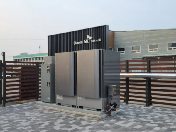 블룸SK퓨얼셀 구미 제조공장 내 설치된 130kW 규모 고체산화물 수전해기(SOEC) 실증 설비. [사진제공=SK에코플랜트]