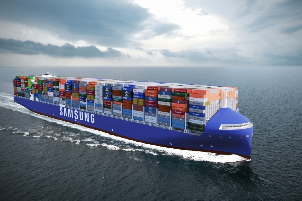 삼성중공업이 그리스 로드쇼에서 첫 공개한 Eco Container ship 이미지 [사진=삼성중공업]