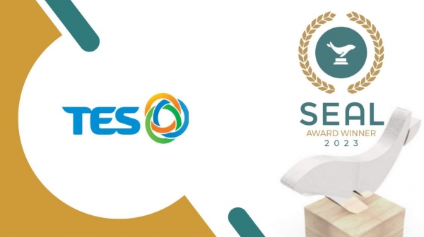 ‘2023 SEAL 지속가능 비즈니스 어워즈’에서 지속가능 혁신기업 분야로 선정된 SK에코플랜트 자회사 테스의 그래픽 이미지. [사진제공=SK에코플랜트]