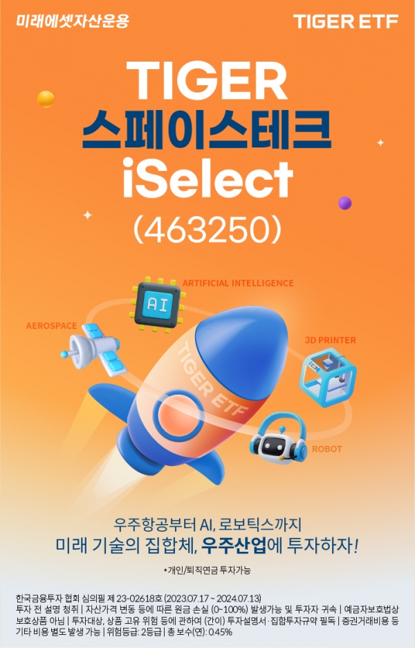 미래에셋자산운용이 내놓은 ‘TIGER 스페이스테크iSelect ETF’. [사진=미래에셋자산운용]