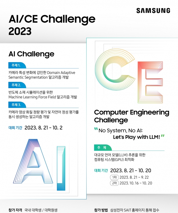 삼성전자 SAIT, '인공지능, 컴퓨터공학 챌린지 2023' 모집 공고 [사진=삼성전자]