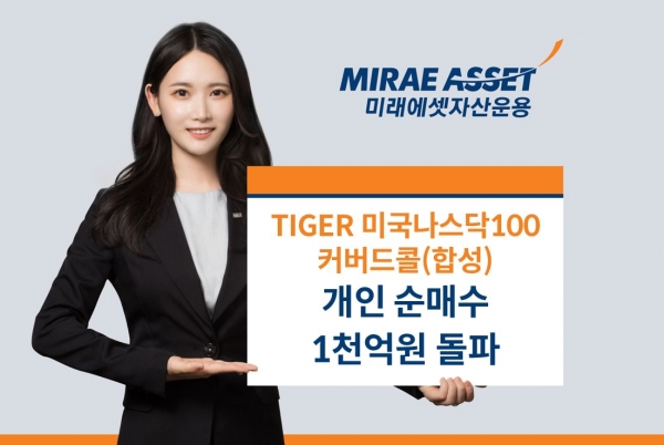 미래에셋자산운용이 발표한 TIGER 미국나스닥100커버드콜 ETF 1천억 돌파. [사진=미래에셋자산운용]