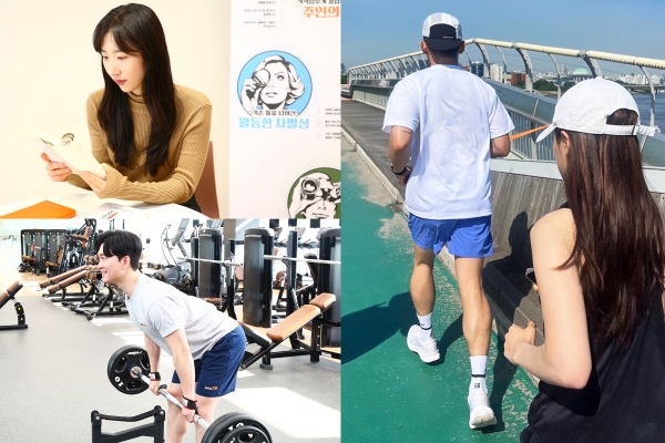 ㈜한화 건설부문 임직원들이 ‘100일 챌린지’에 참여하고 있는 모습